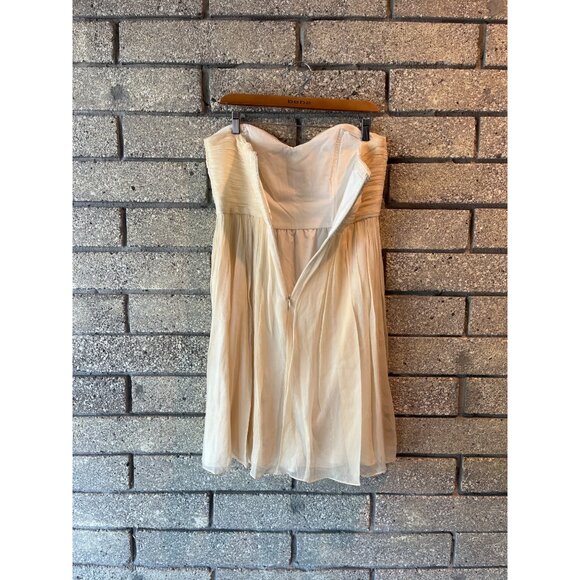 Strapless Cream J.Crew Silk Pleated Cocktail Dress With Sweetheart Neckline Back - Picture 9 of 13